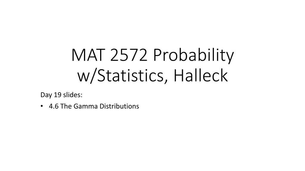 mat 2572 probability w statistics halleck n.w