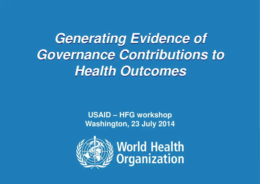 generating evidence of governance contributions n.w