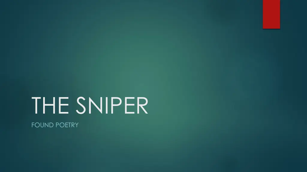 the sniper found poetry n.w