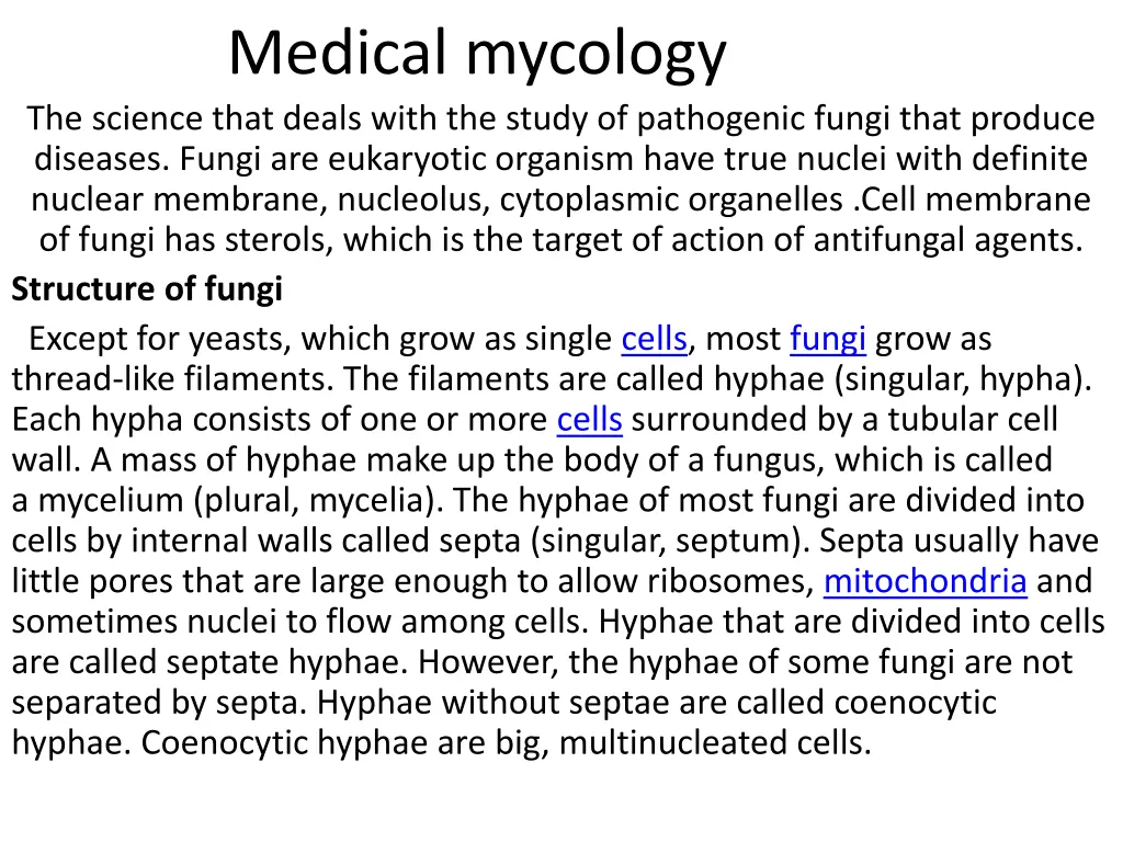 medical mycology the science that deals with n.w