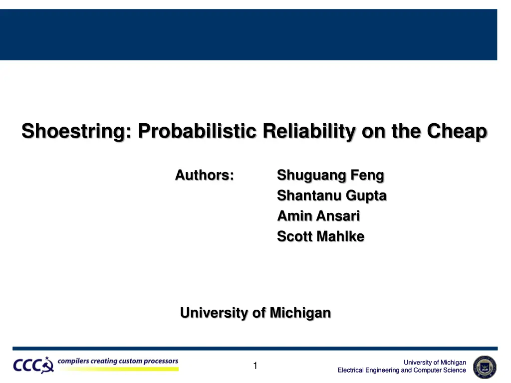 shoestring probabilistic reliability on the cheap n.w