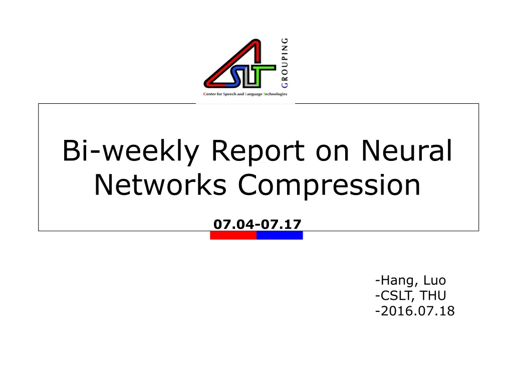 bi weekly report on neural networks compression n.w