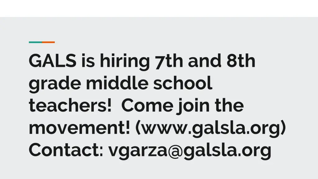 gals is hiring 7th and 8th grade middle school n.w