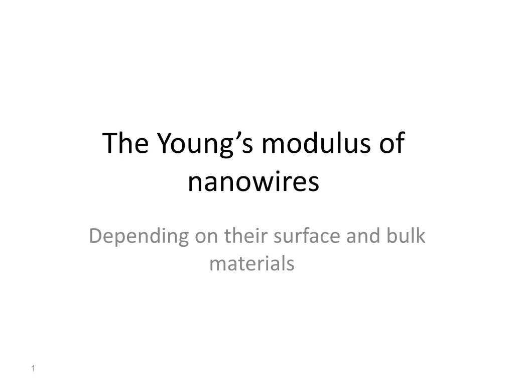 the young s modulus of nanowires n.w