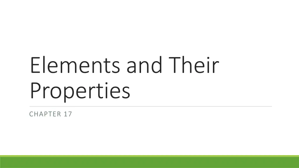 elements and their properties n.w