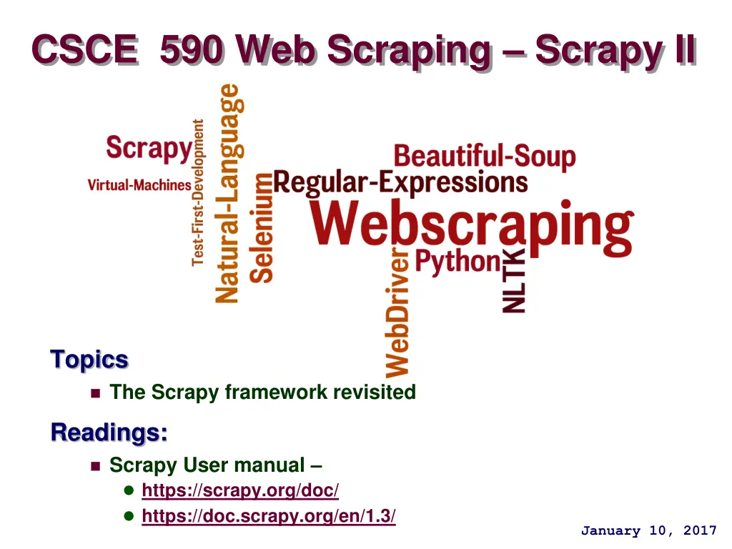 csce 590 web scraping scrapy ii n.w