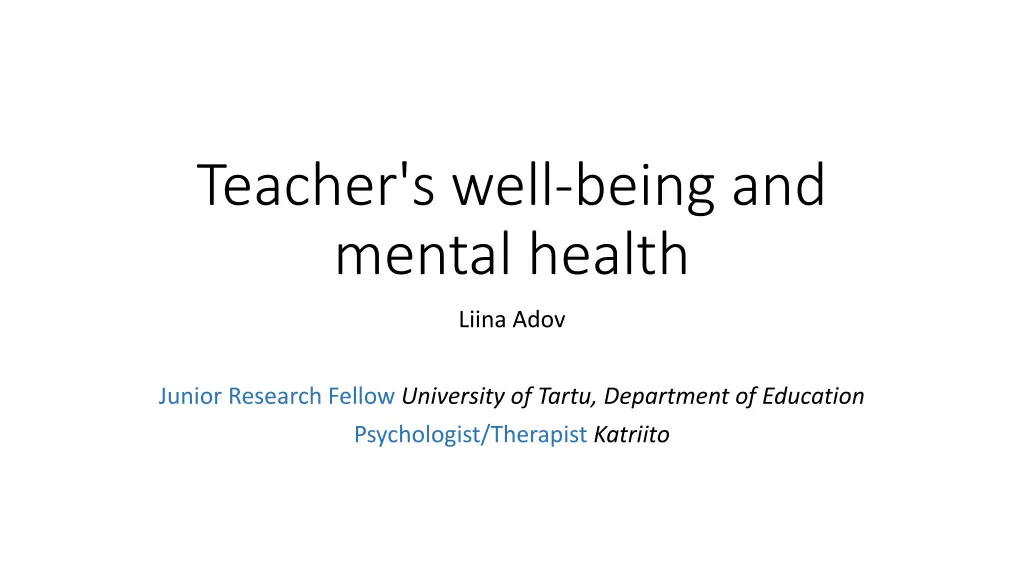 teacher s well being and mental health n.w