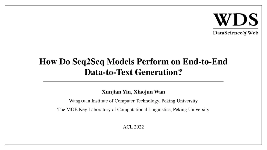 how do seq2seq models perform on end to end data n.w