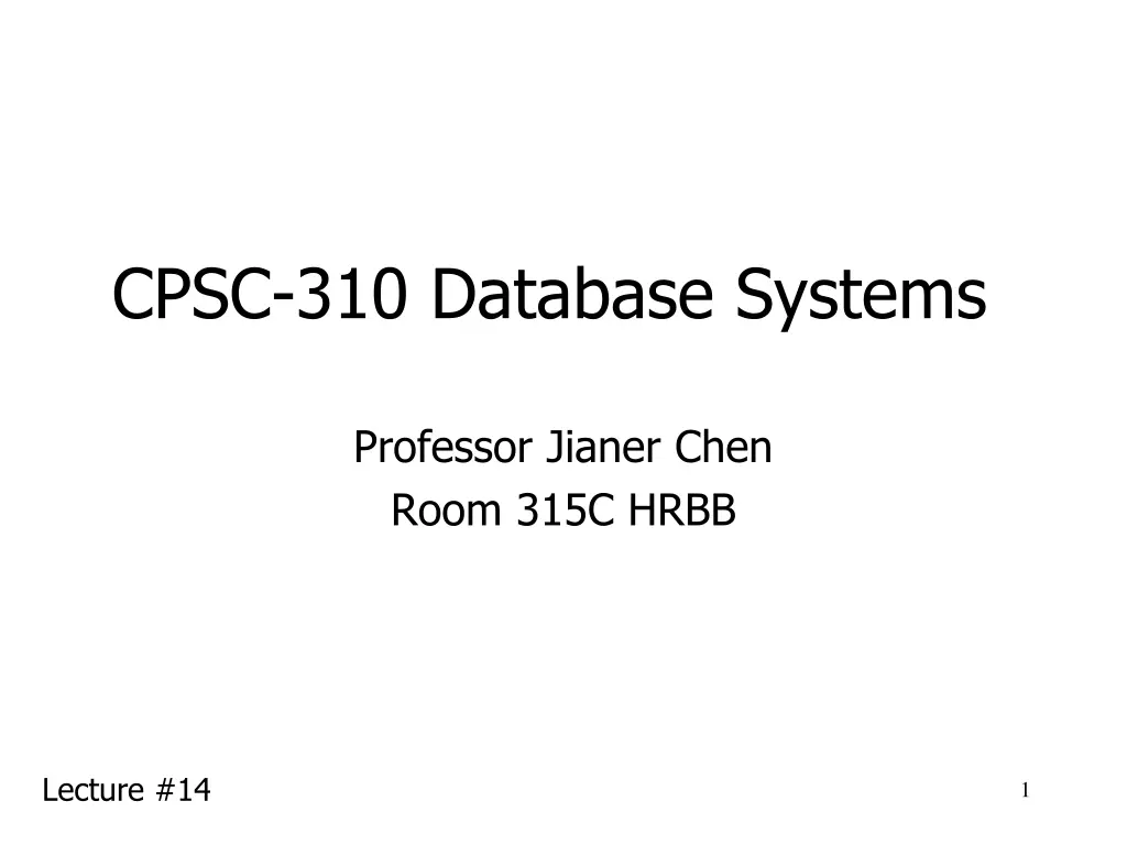 cpsc 310 database systems n.w