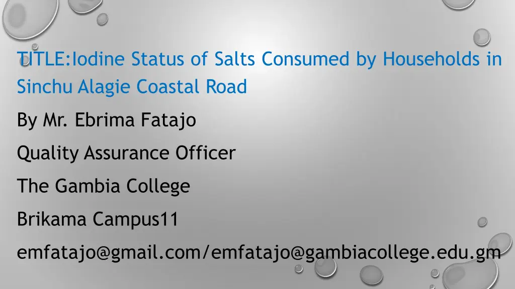 title iodine status of salts consumed n.w
