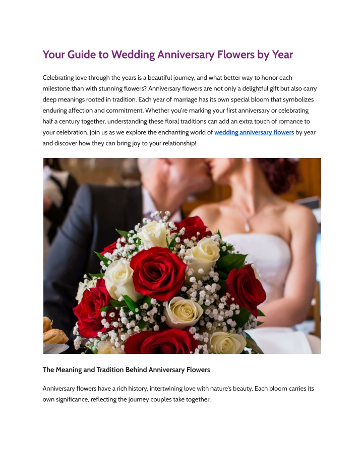 your guide to wedding anniversary flowers by year n.w