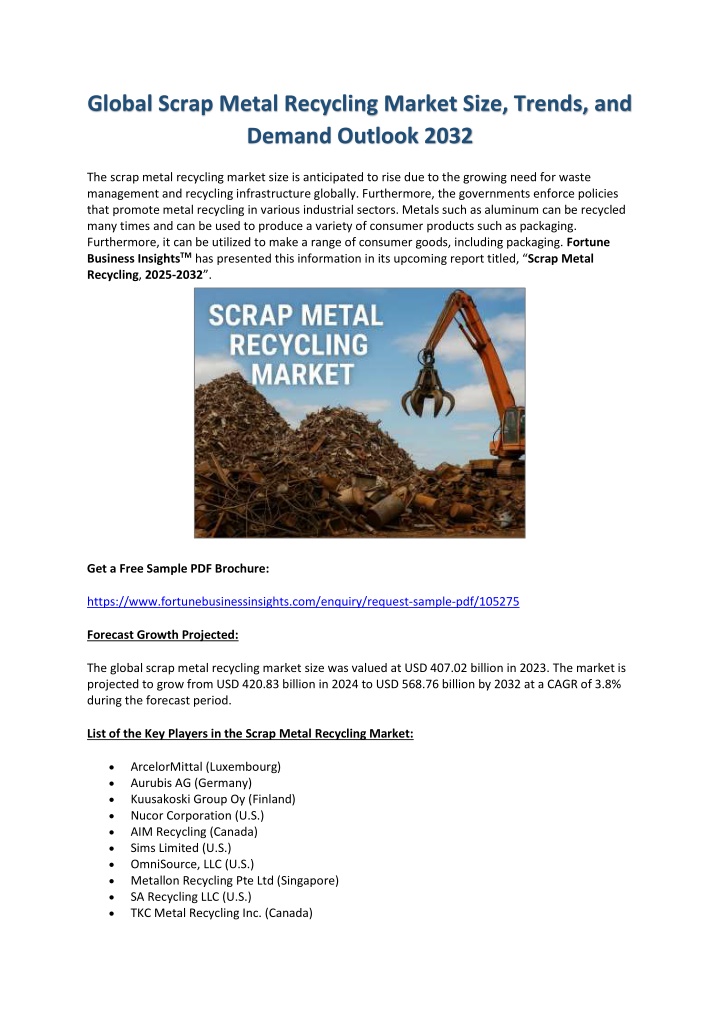 global scrap metal recycling market size trends n.w