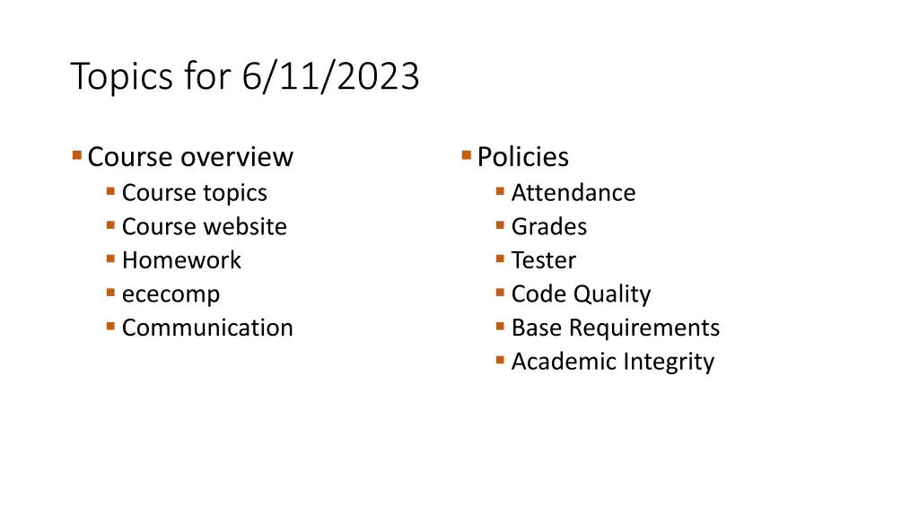 topics for 6 11 2023 n.w