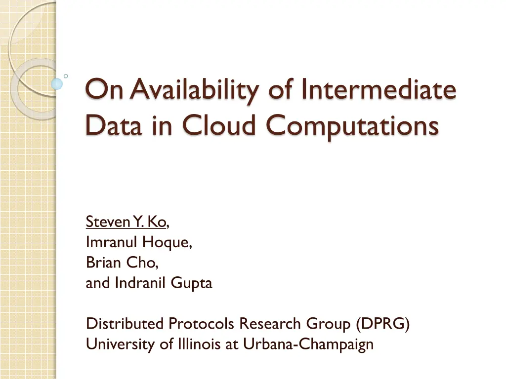 on availability of intermediate data in cloud n.w
