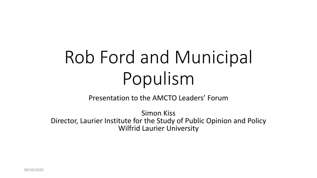 rob ford and municipal populism n.w