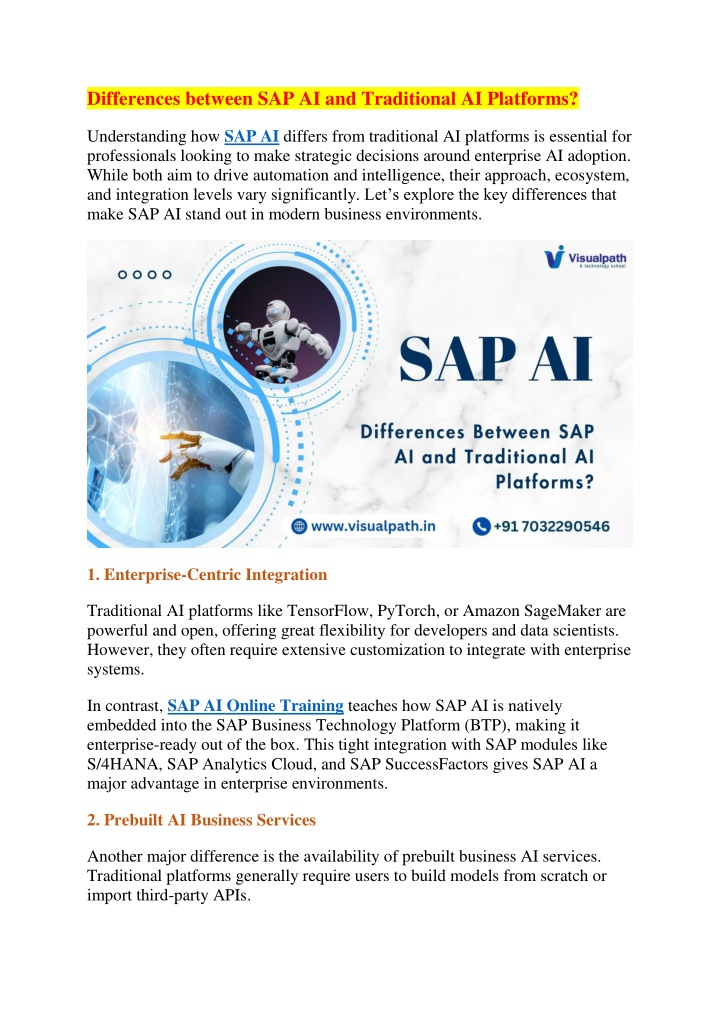 differences between sap ai and traditional n.w