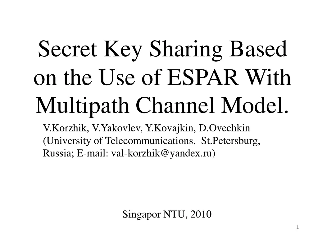 secret key sharing based on the use of espar with n.w