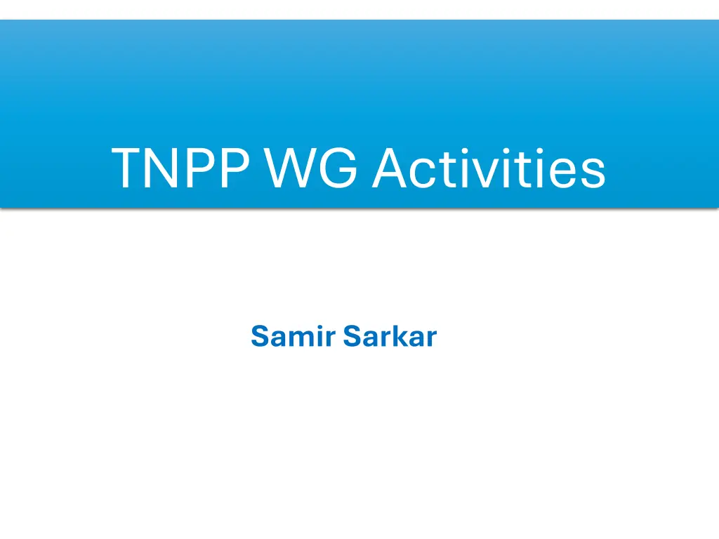 tnpp wg activities n.w