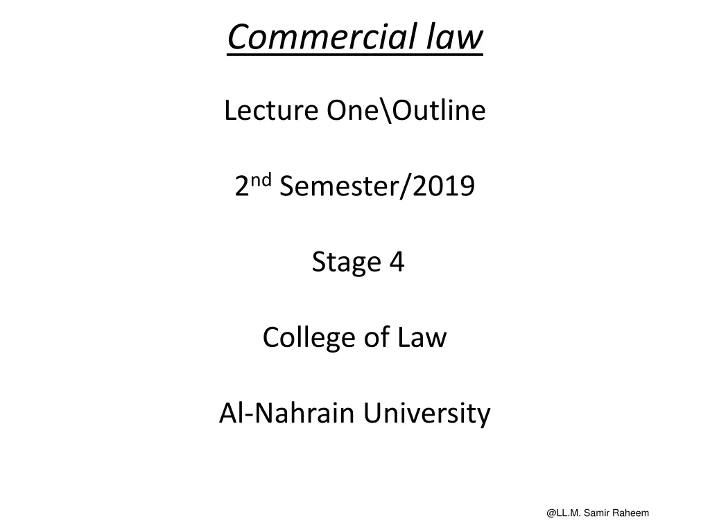 commercial law n.w