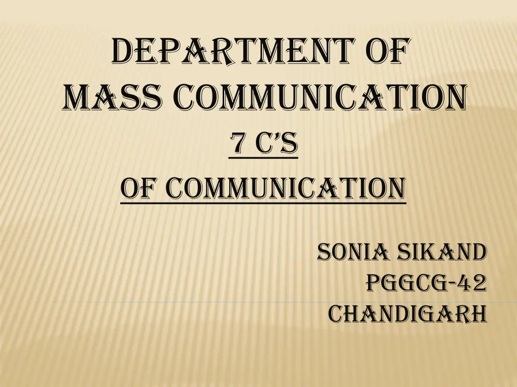department of mass communication n.w
