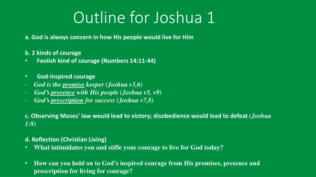 outline for joshua 1 n.w