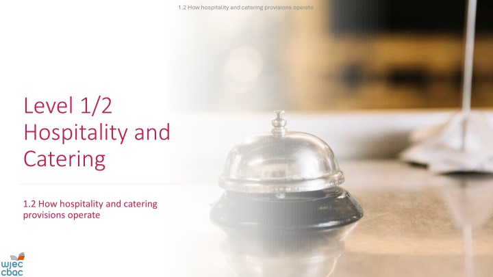 Level 1/2 Hospitality and Catering