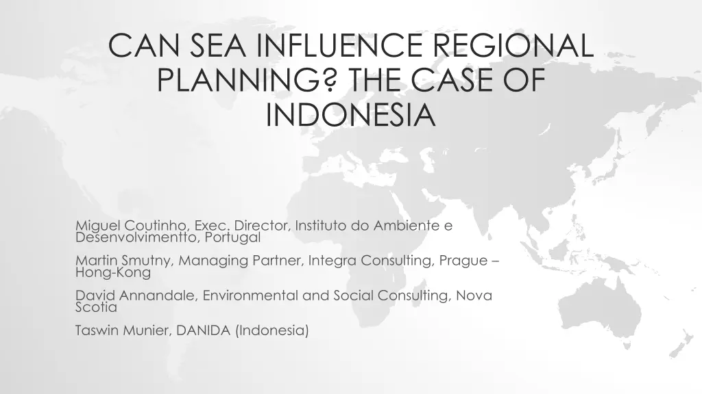 can sea influence regional planning the case n.w