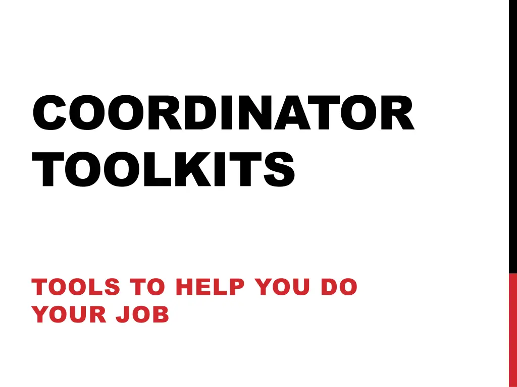 coordinator toolkits n.w