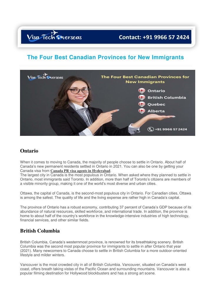 the four best canadian provinces n.w