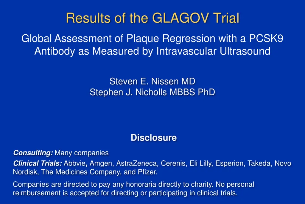 results of the glagov trial n.w