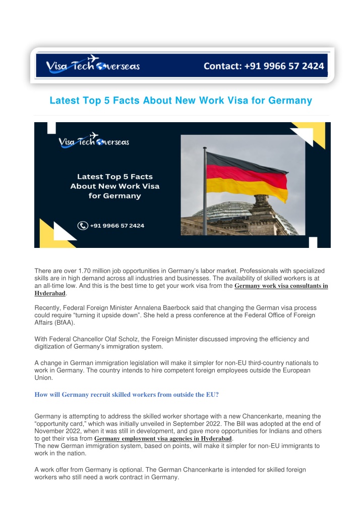 latest top 5 facts about new work visa for germany n.w