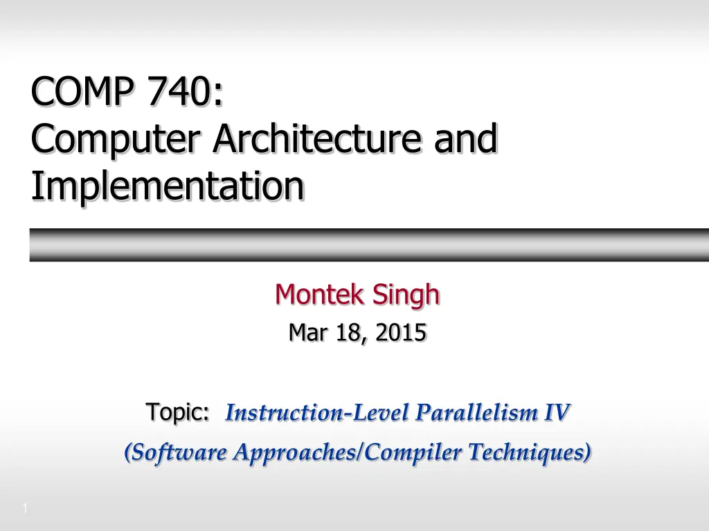 comp 740 computer architecture and implementation n.w