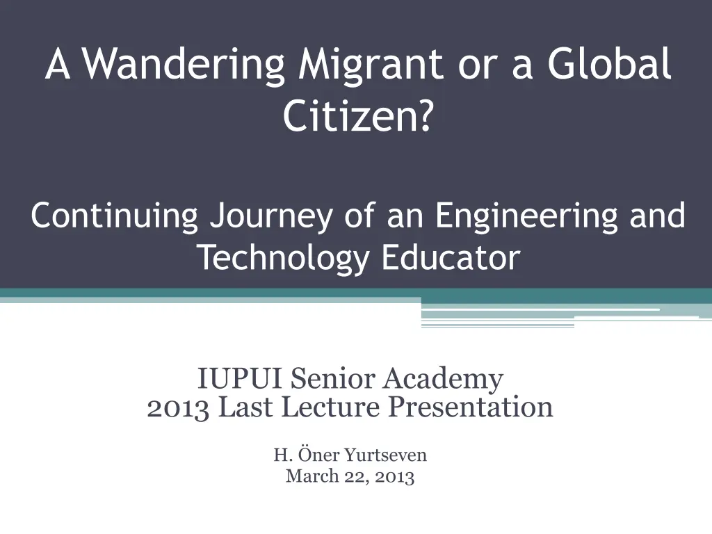 a wandering migrant or a global citizen n.w