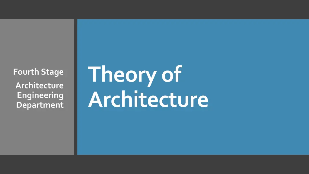 theory of architecture n.w