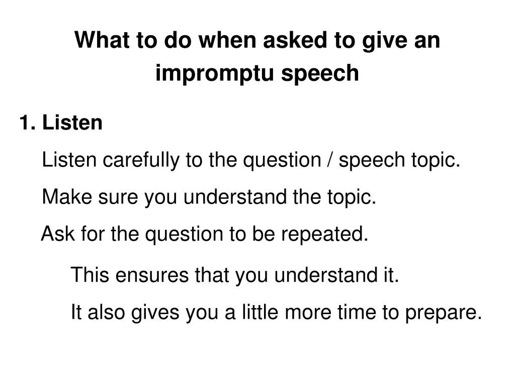 what to do when asked to give an impromptu speech n.w