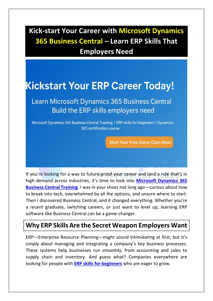 kick start your career with microsoft dynamics n.w