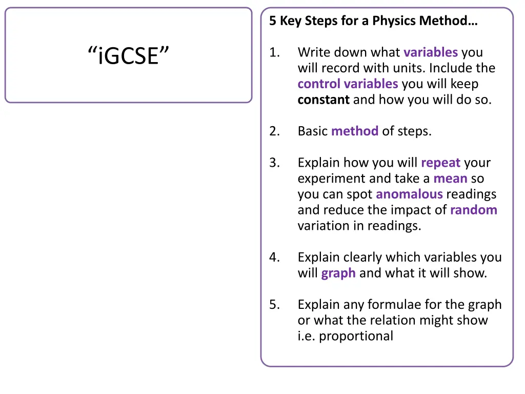 5 key steps for a physics method n.w