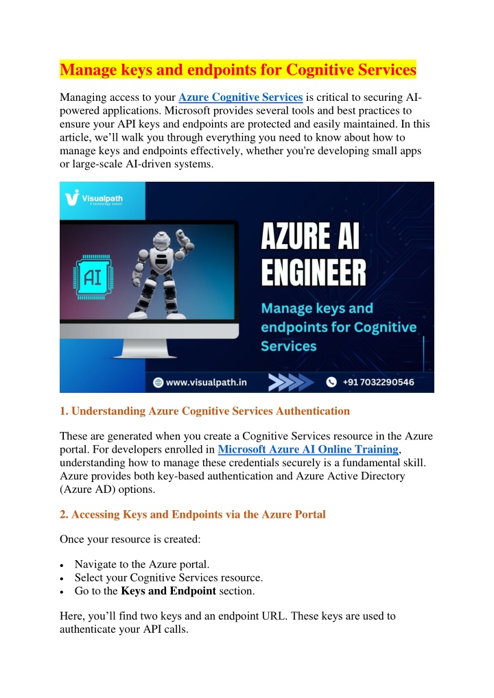 manage keys and endpoints for cognitive services n.w