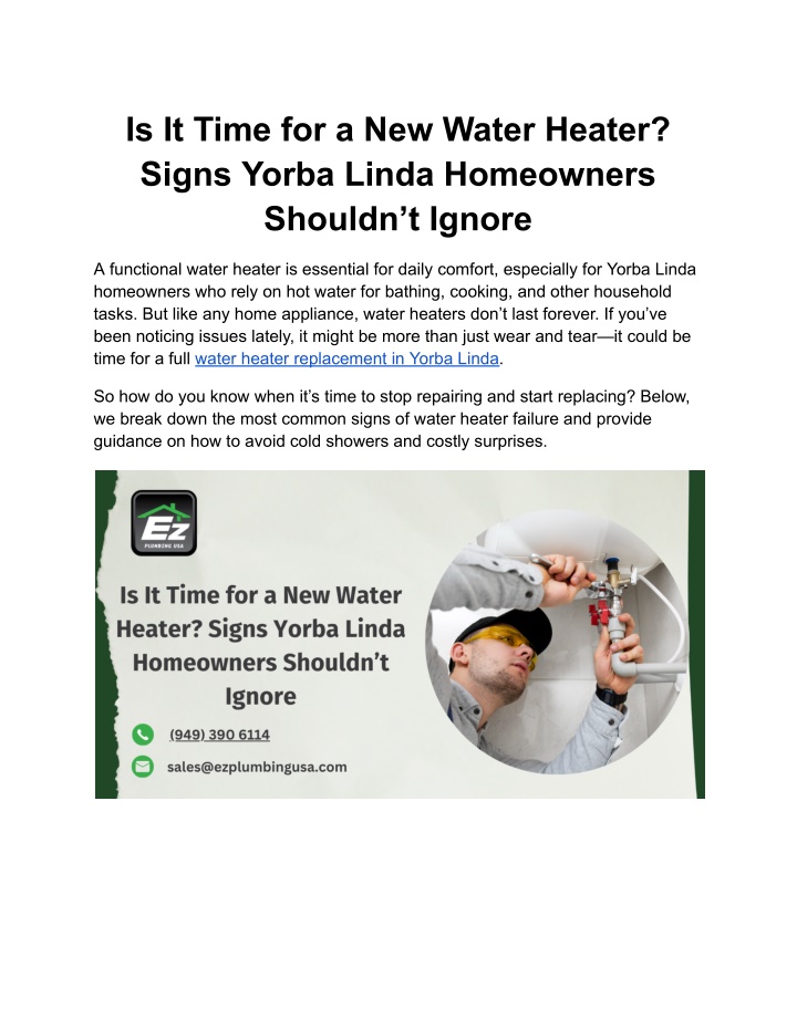 is it time for a new water heater signs yorba n.w