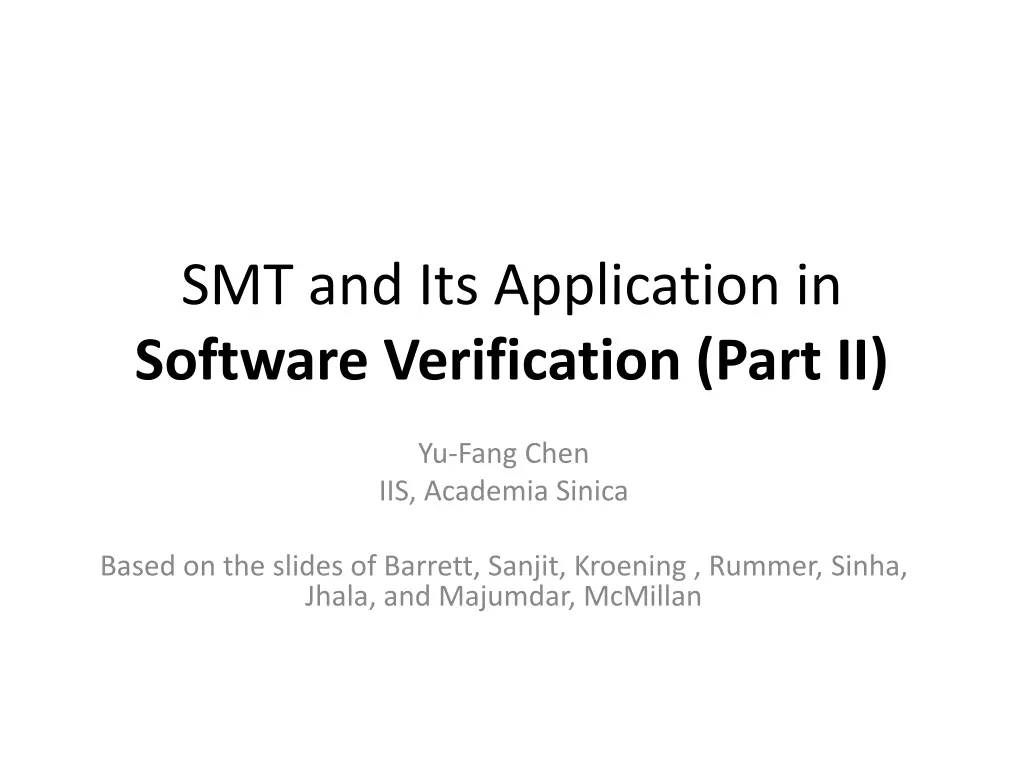 smt and its application in software verification n.w