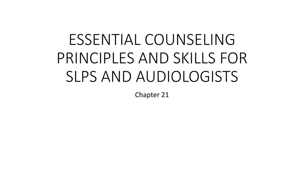 essential counseling principles and skills n.w
