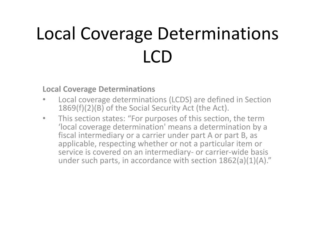 local coverage determinations lcd n.w