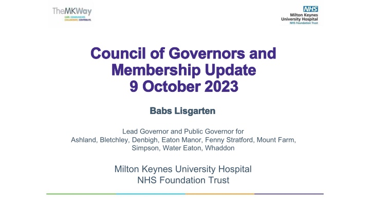 Update on Council of Governors and Membership