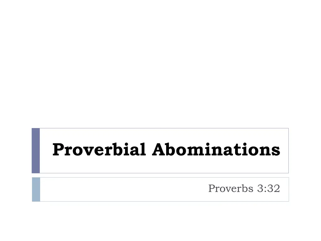 proverbial abominations n.w