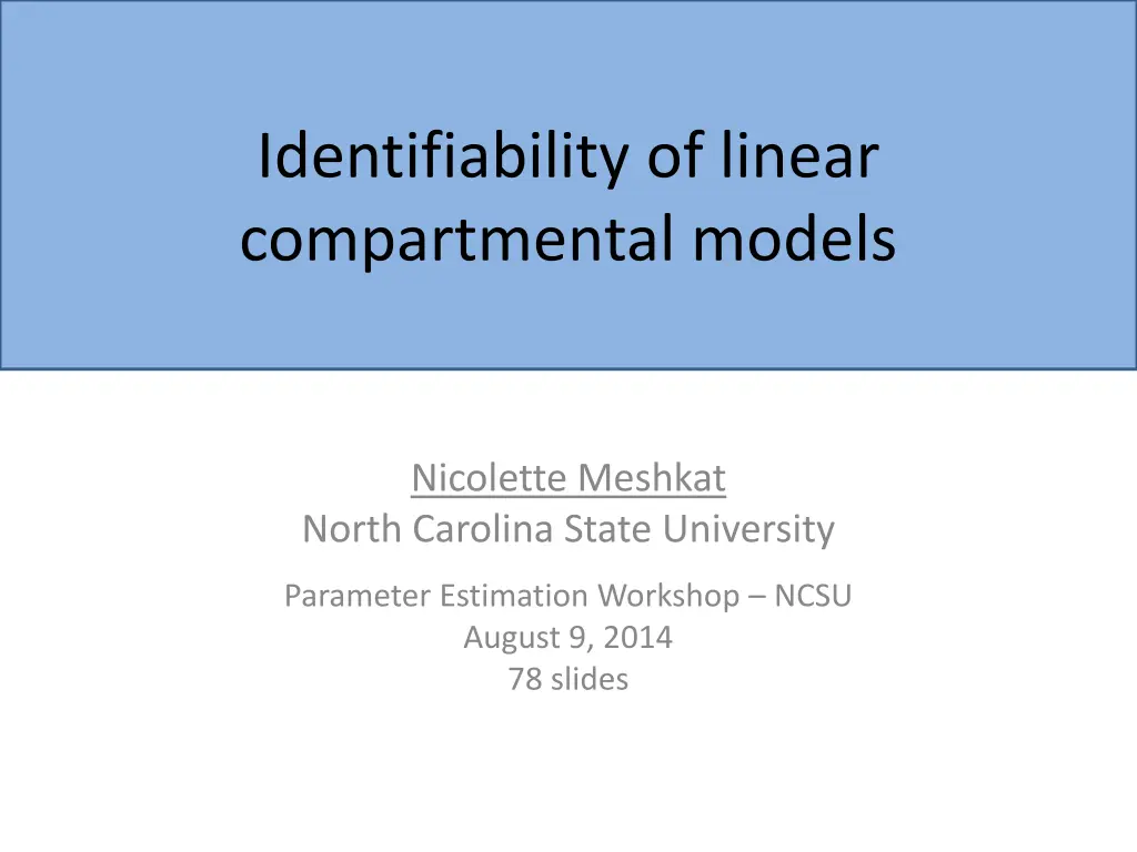 identifiability of linear compartmental models n.w
