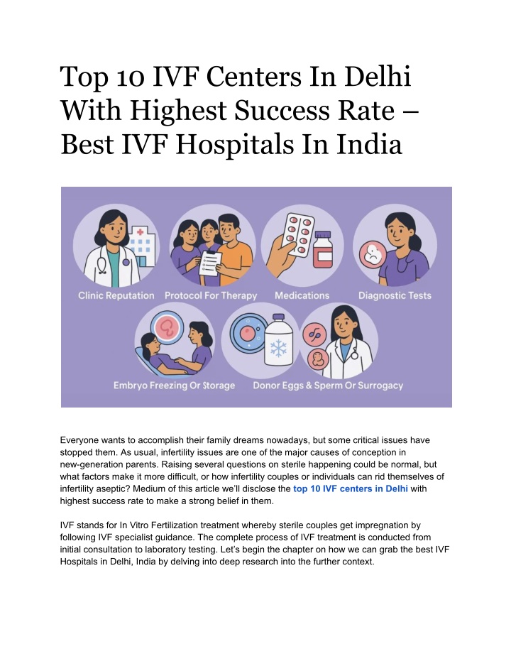 top 10 ivf centers in delhi with highest success n.w