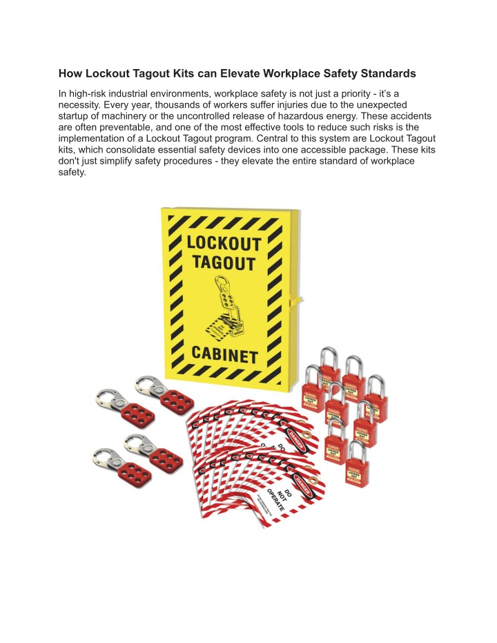 how lockout tagout kits can elevate workplace n.w