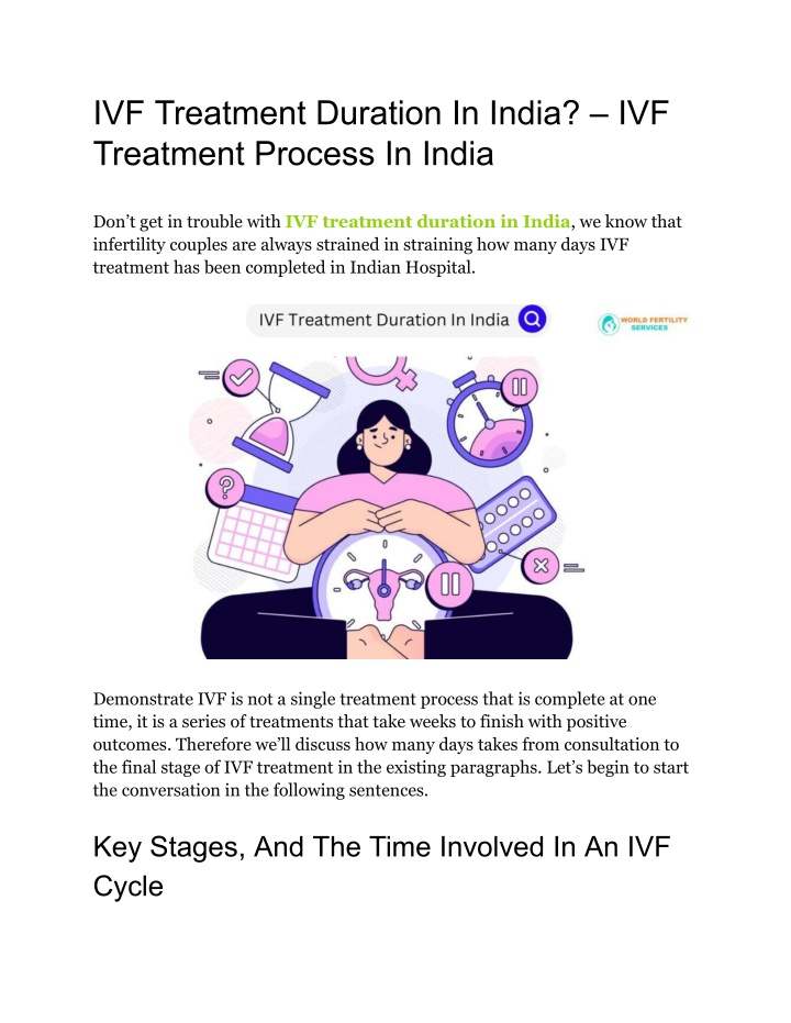 ivf treatment duration in india ivf treatment n.w