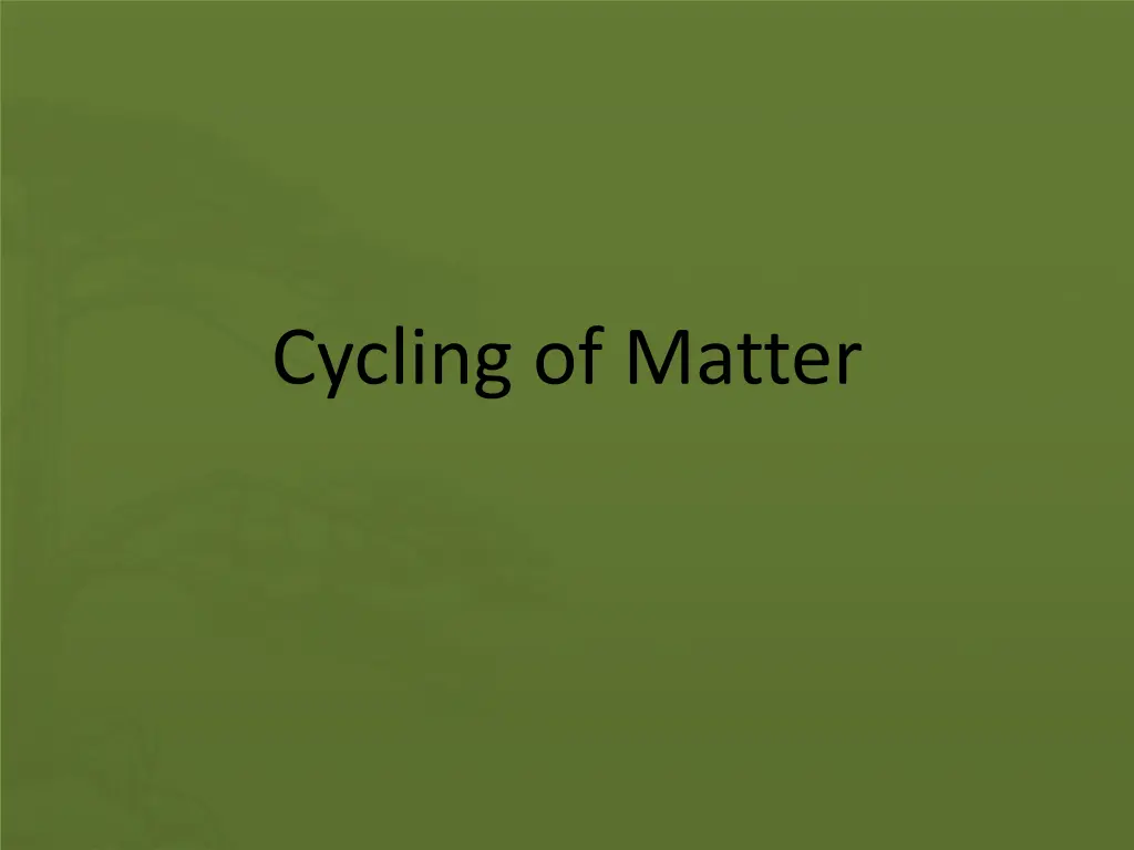 cycling of matter n.w