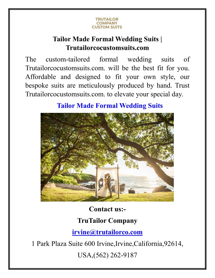 tailor made formal wedding suits n.w